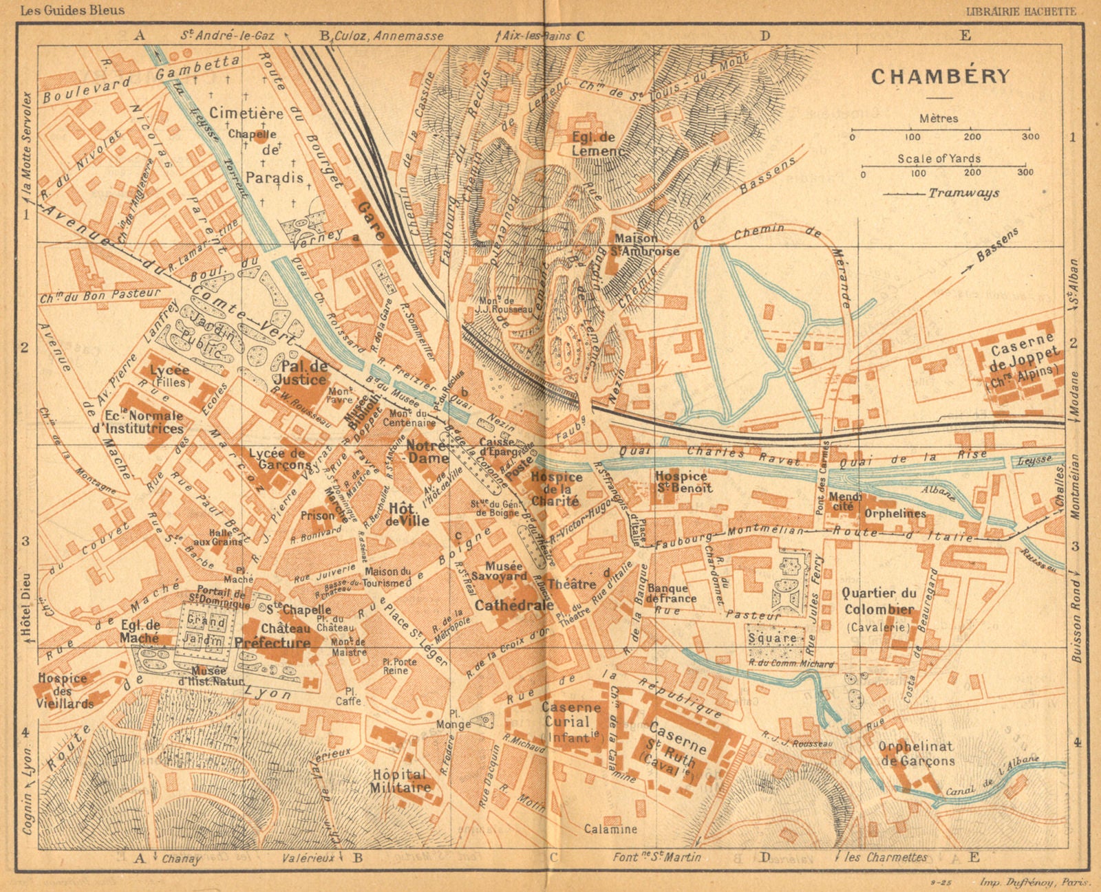 FRENCH ALPS. SAVOIE. Chambery. Alpes Françaises 1926 old vintage map chart